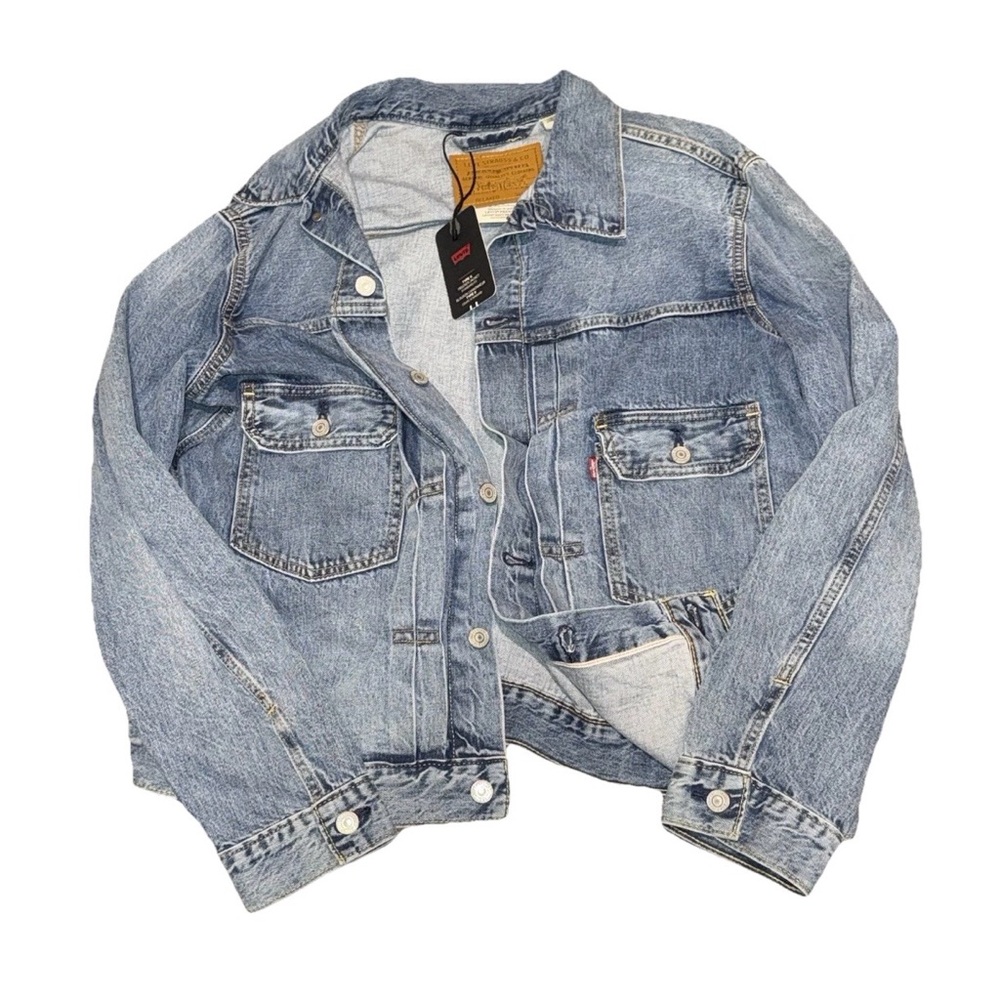 NWT! Levi’s Type 2 Selvedge Denim Trucker Jacket Men’s Size L Blue Sky RARE!